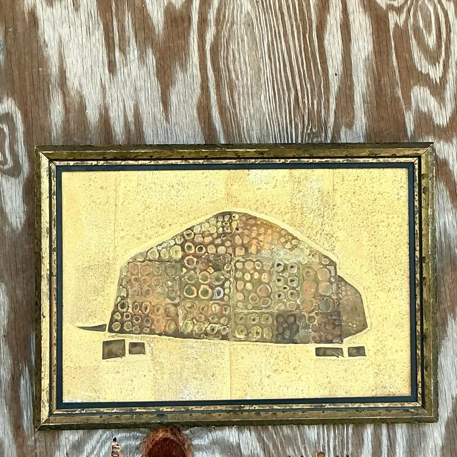 Vintage Boho 1964 Original Mixed Media Armadillo — additional photo 1
