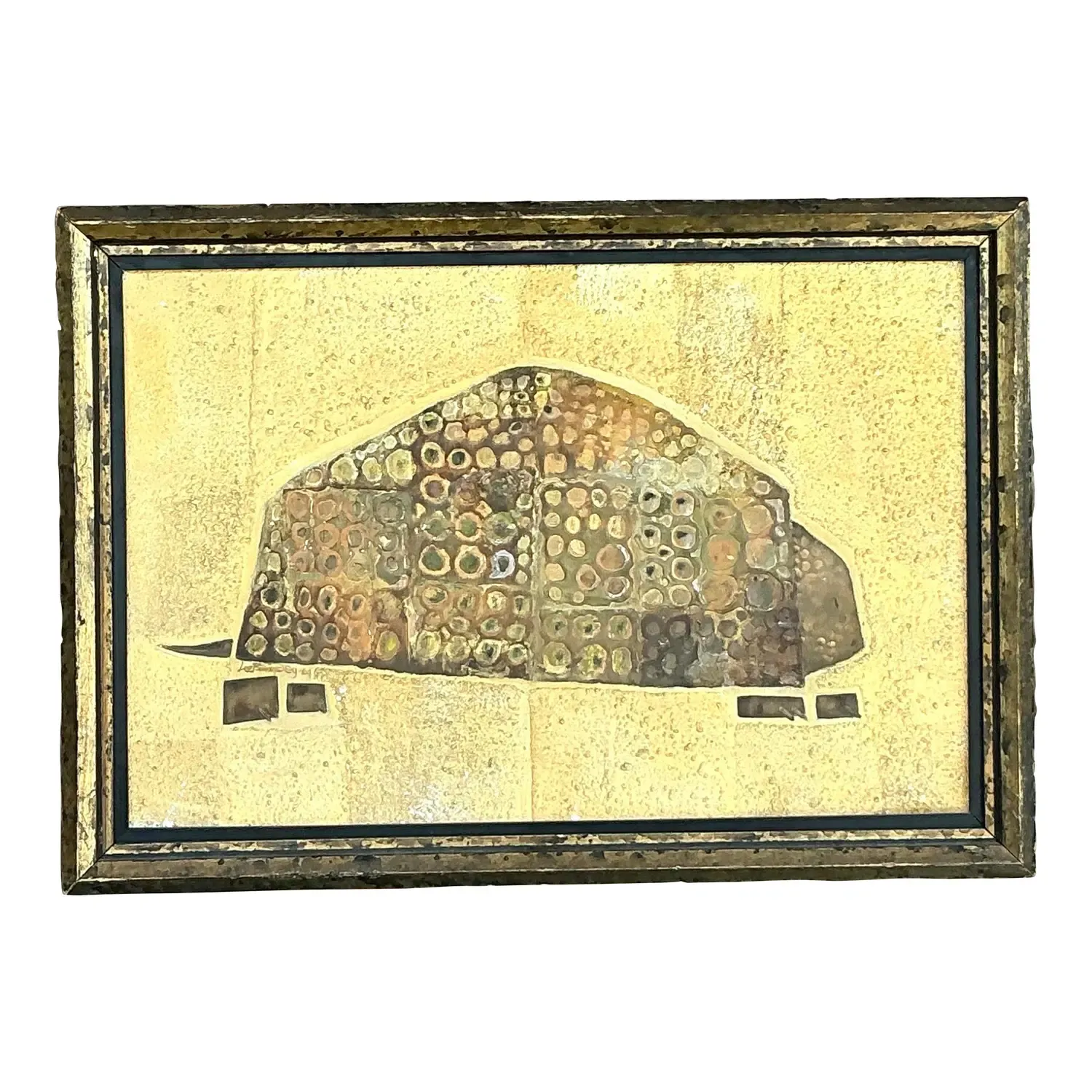 Vintage Boho 1964 Original Mixed Media Armadillo — additional photo 2