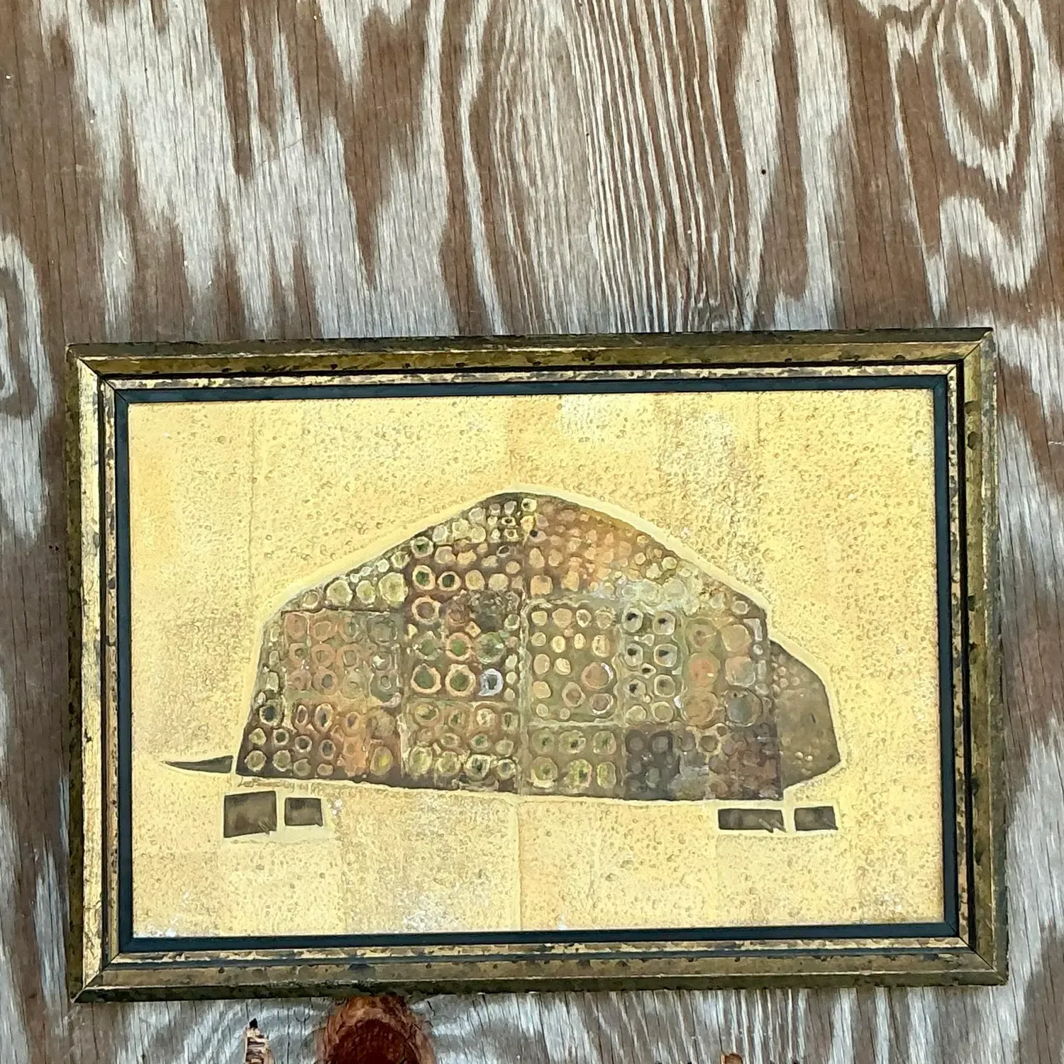 Vintage Boho 1964 Original Mixed Media Armadillo — additional photo 5