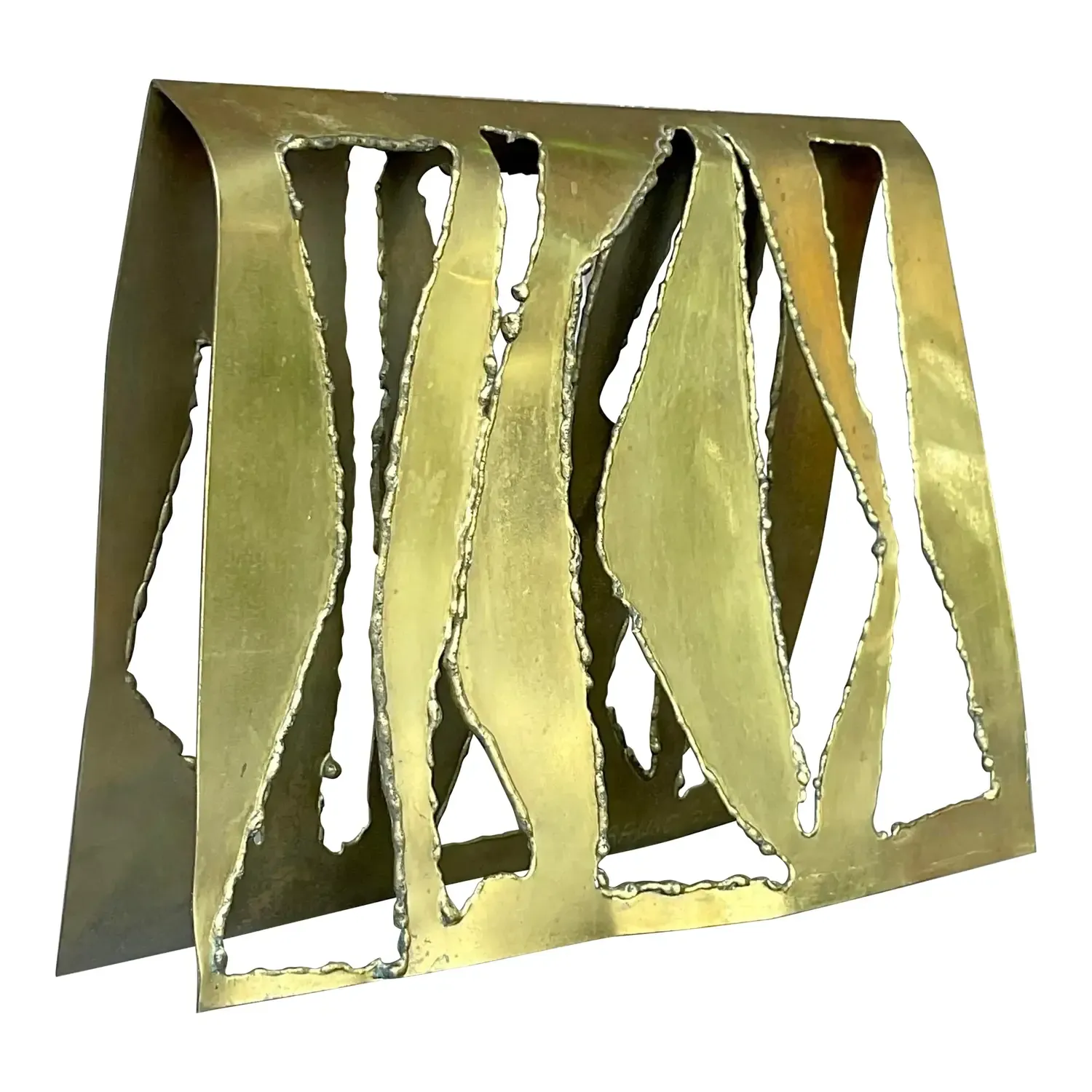 Vintage Boho 1969 Signed Torch Cut Brass Sculpture — additional photo 1