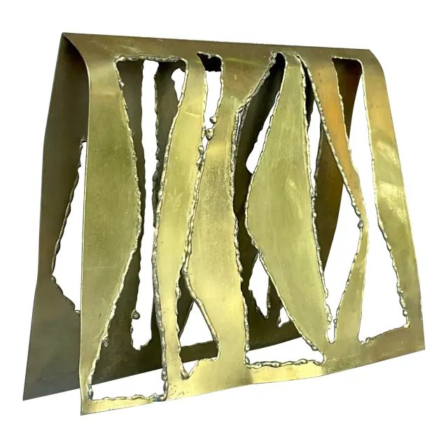 Vintage Boho 1969 Signed Torch Cut Brass Sculpture — additional photo 1
