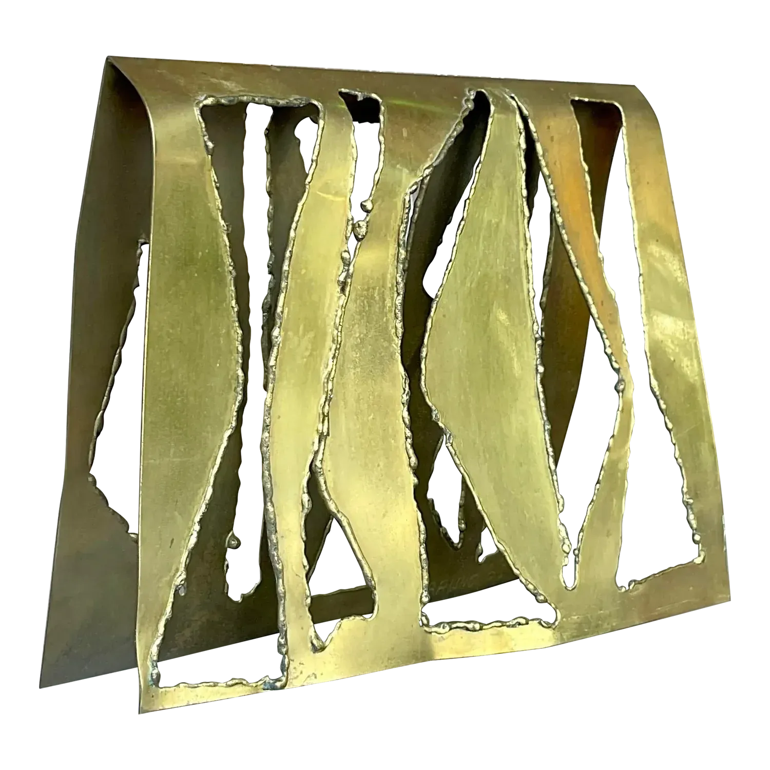 Vintage Boho 1969 Signed Torch Cut Brass Sculpture — additional photo 2