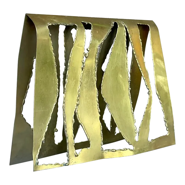 Vintage Boho 1969 Signed Torch Cut Brass Sculpture — additional photo 2