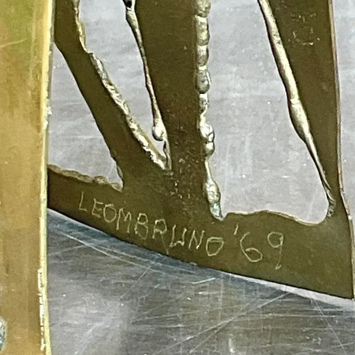 Vintage Boho 1969 Signed Torch Cut Brass Sculpture — additional photo 7