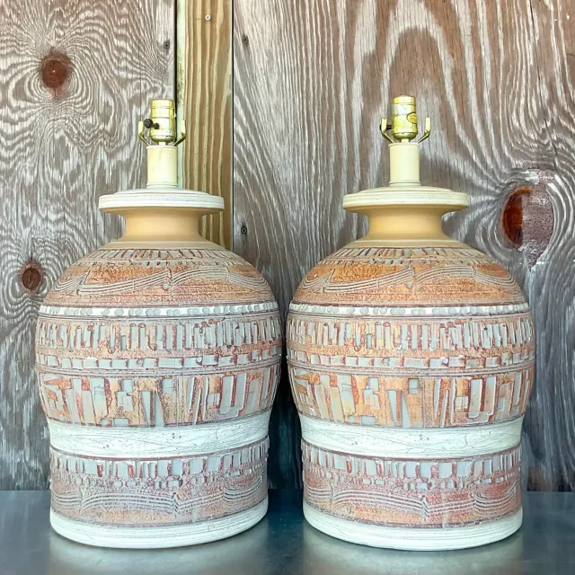 Vintage Boho 1970s Casual Lamps - a Pair — additional photo 2