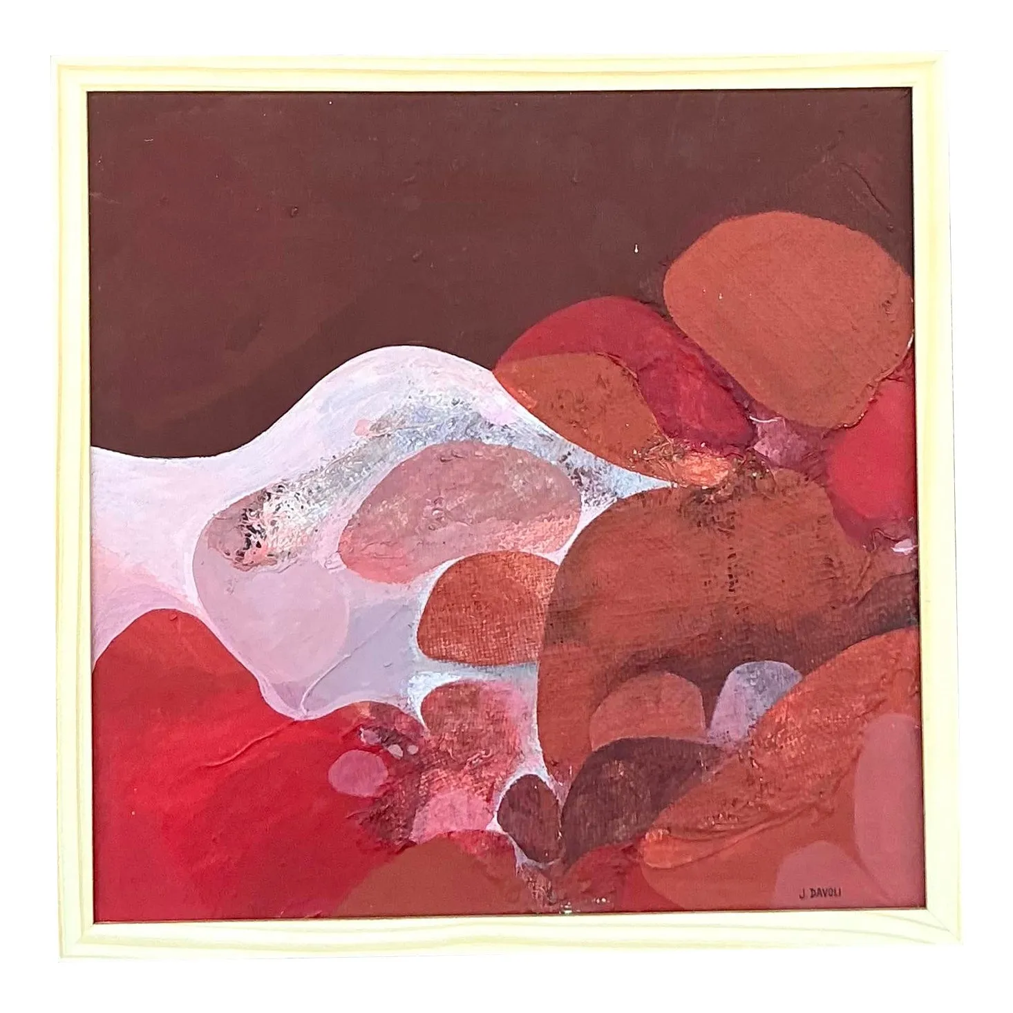 Vintage Boho 1970s Original Abstract Oil Painting on Canvas — additional photo 1