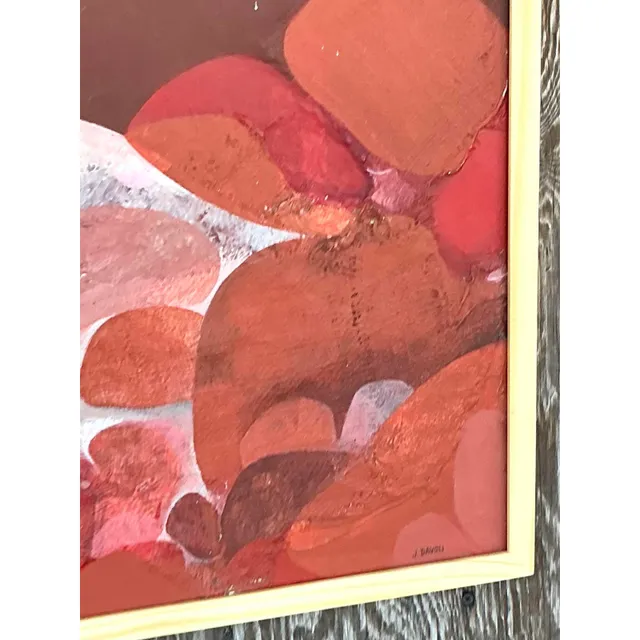 Vintage Boho 1970s Original Abstract Oil Painting on Canvas — additional photo 2