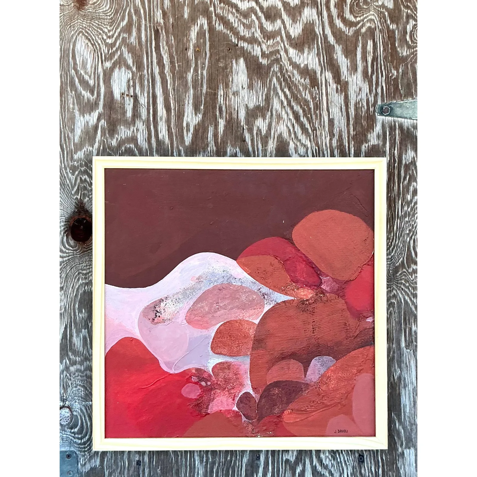 Vintage Boho 1970s Original Abstract Oil Painting on Canvas — additional photo 3