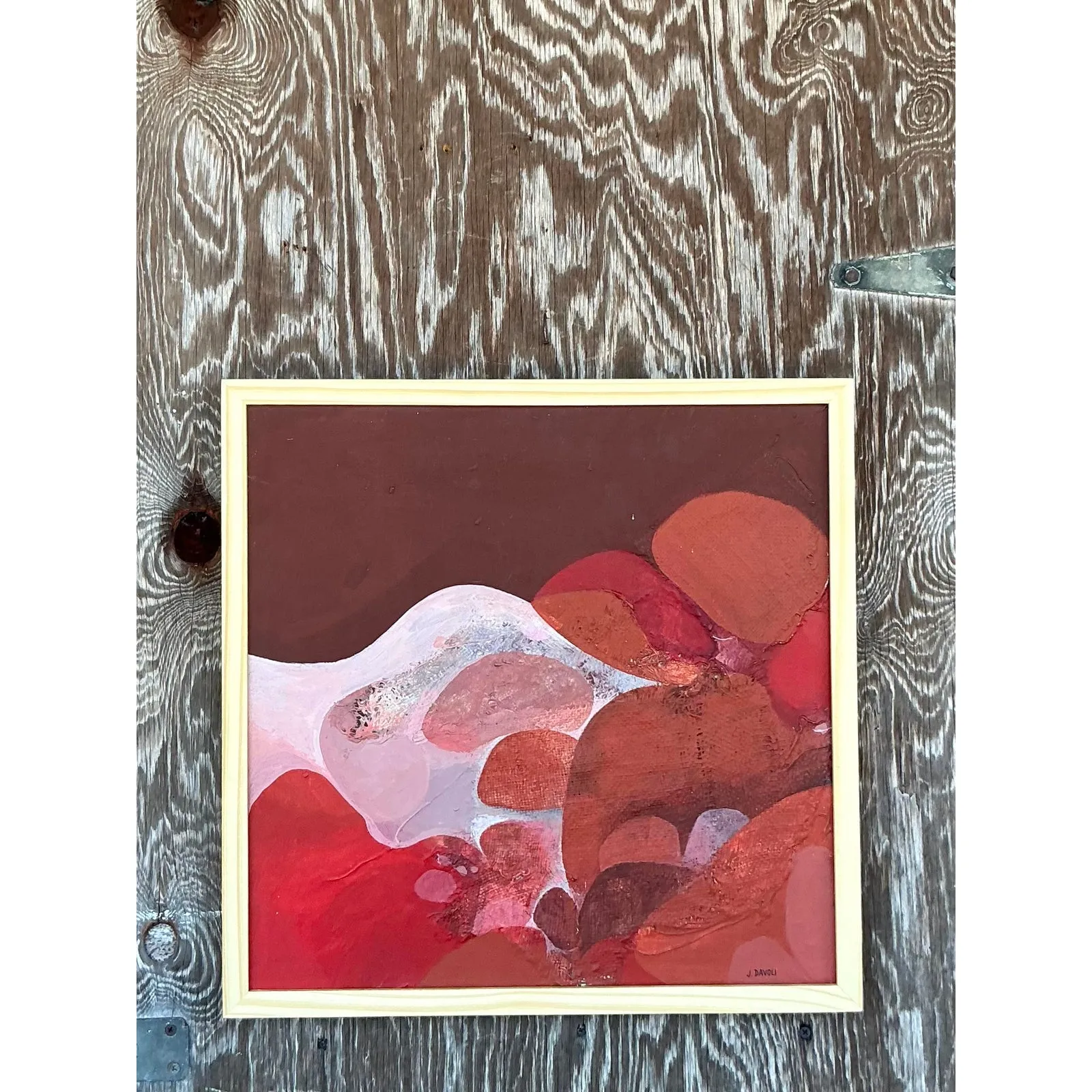Vintage Boho 1970s Original Abstract Oil Painting on Canvas — additional photo 4