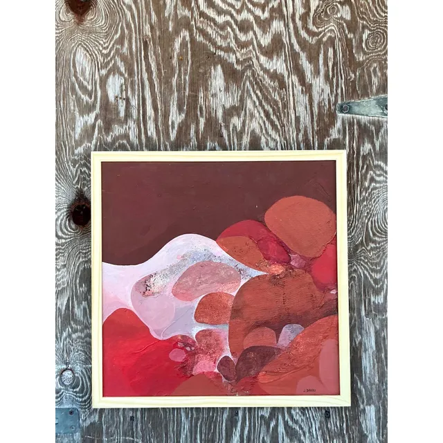Vintage Boho 1970s Original Abstract Oil Painting on Canvas — additional photo 5