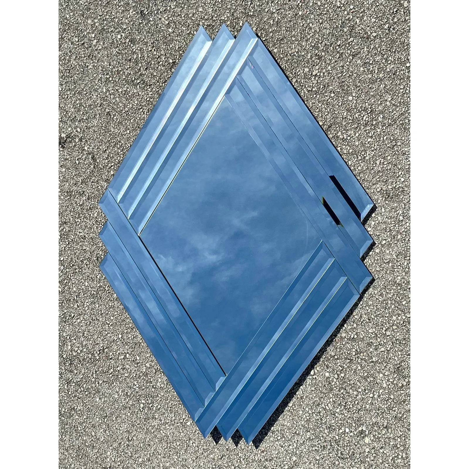 Vintage Boho 1980s Beveled Triangle Mirror — additional photo 3