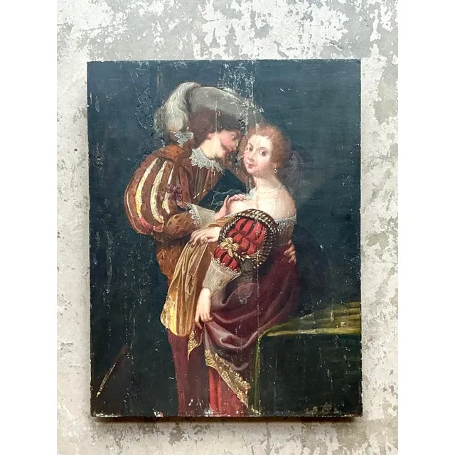 Vintage Boho 19th Century Figural on Board — additional photo 2