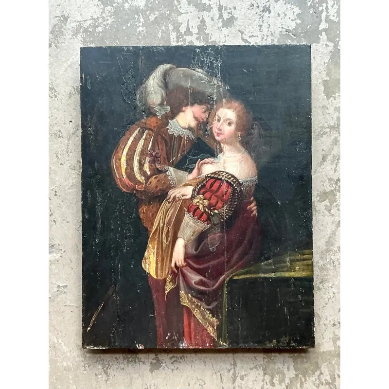 Vintage Boho 19th Century Figural on Board — additional photo 4