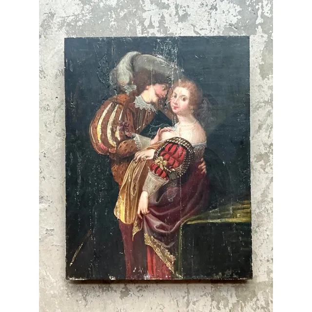 Vintage Boho 19th Century Figural on Board — additional photo 6