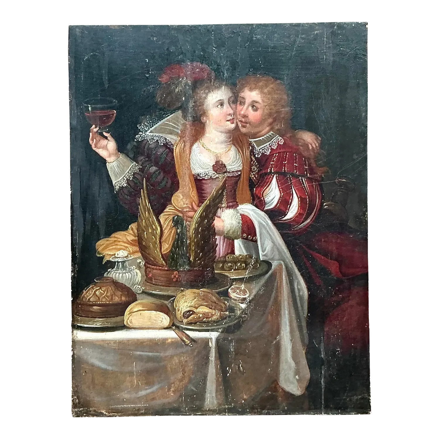 Vintage Boho 19th Century Figural Painting on Board - Oil Paint, 19W x 25.25H — additional photo 2