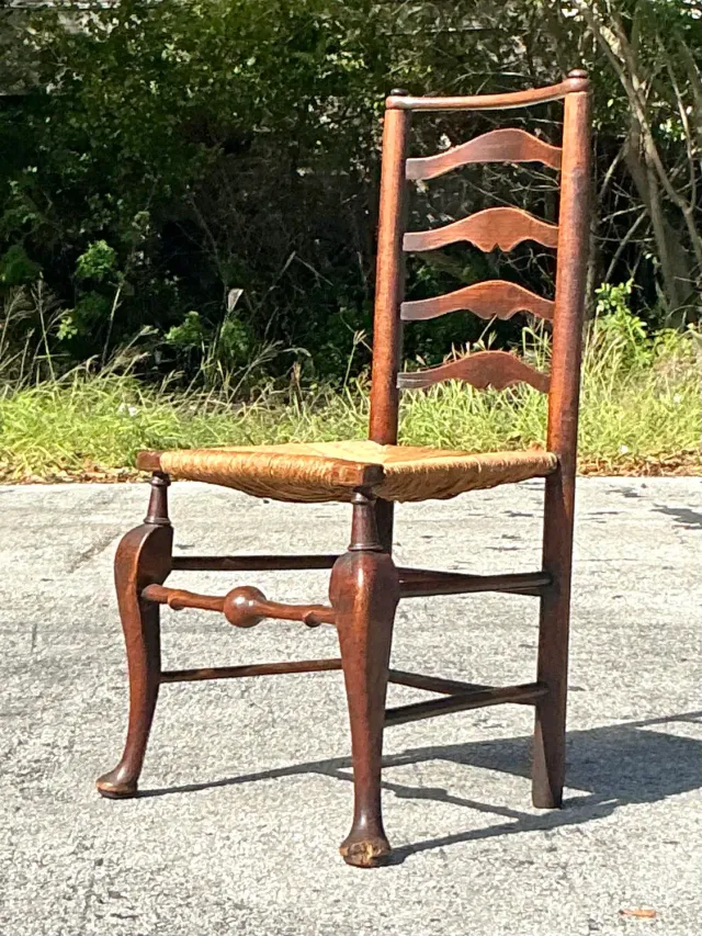 Vintage Boho 19th Century Ladderback Chair — additional photo 2
