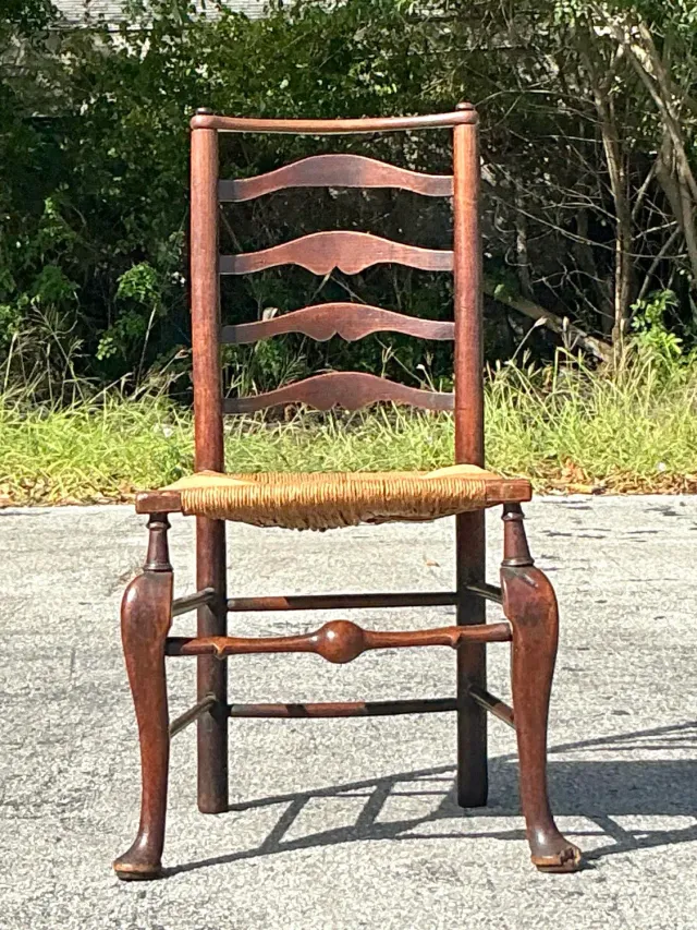 Vintage Boho 19th Century Ladderback Chair — additional photo 6