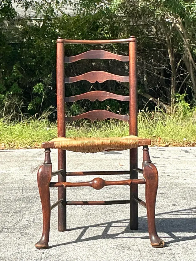 Vintage Boho 19th Century Ladderback Chair — additional photo 8