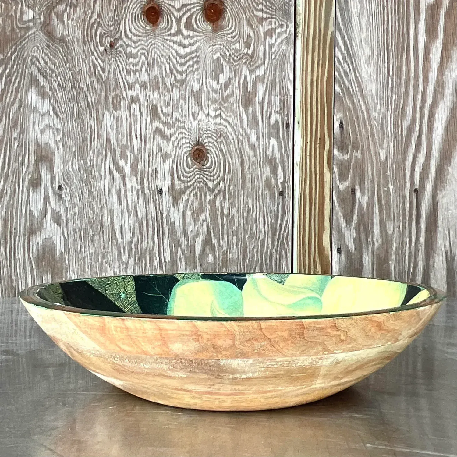 Vintage Boho 80s Lacquered Magnolia Bowl — additional photo 5