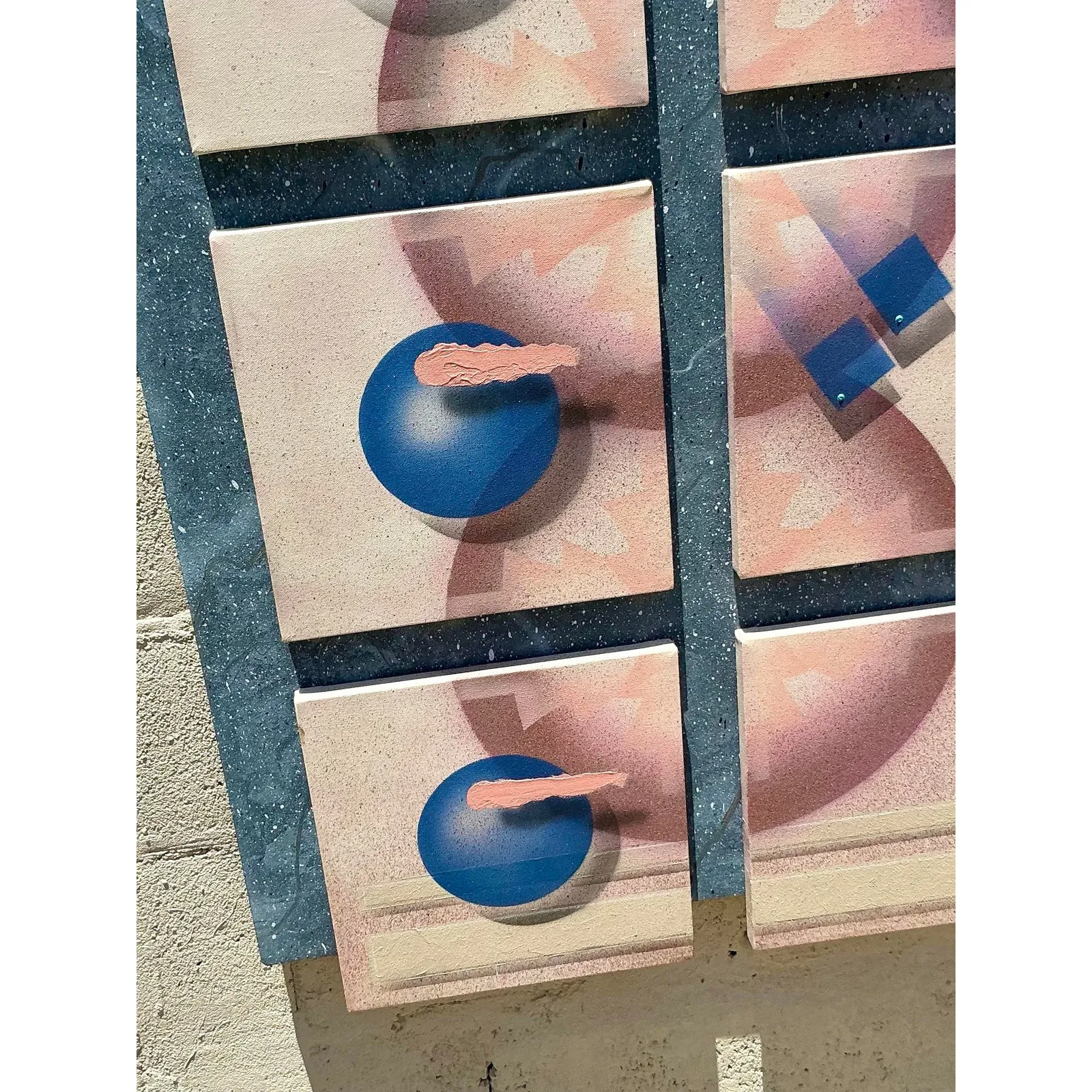 Vintage Boho 90s Abstract Geometric Mixed Media Wall Sculpture — additional photo 2