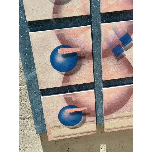 Vintage Boho 90s Abstract Geometric Mixed Media Wall Sculpture — additional photo 2