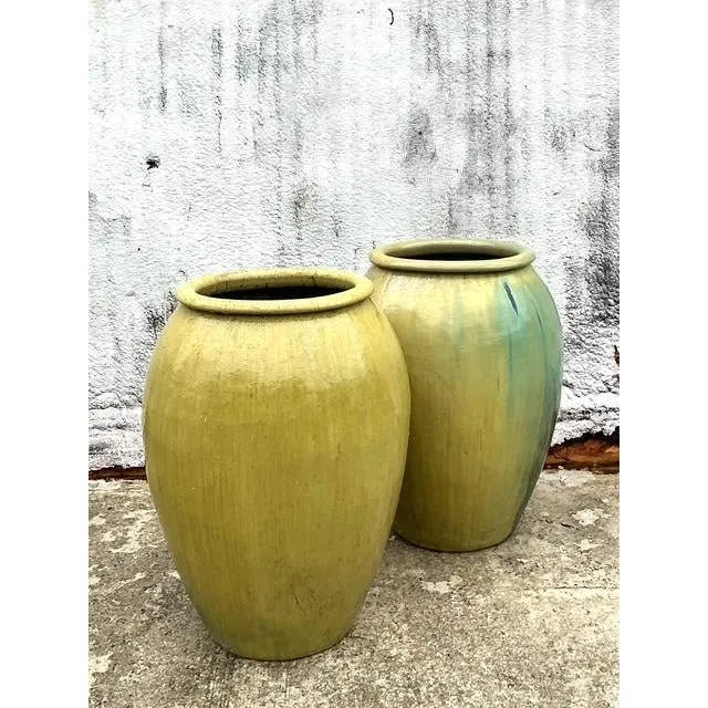 Vintage Boho a Monumental Glazed Ceramic Urns - A Pair — additional photo 3