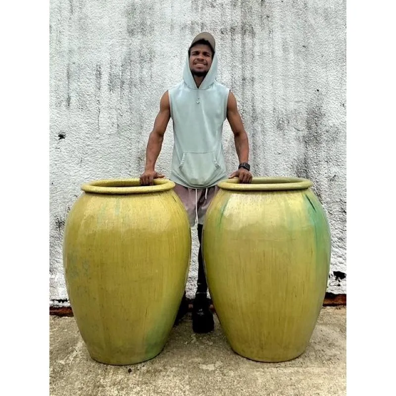 Vintage Boho a Monumental Glazed Ceramic Urns - A Pair — additional photo 4