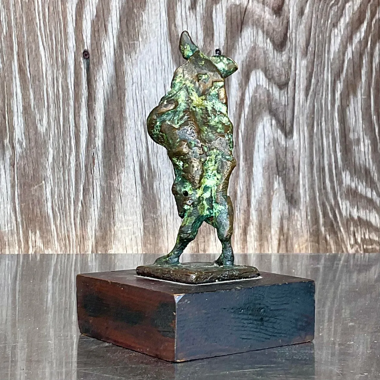 Vintage Boho Abstract Bronze Sculpture