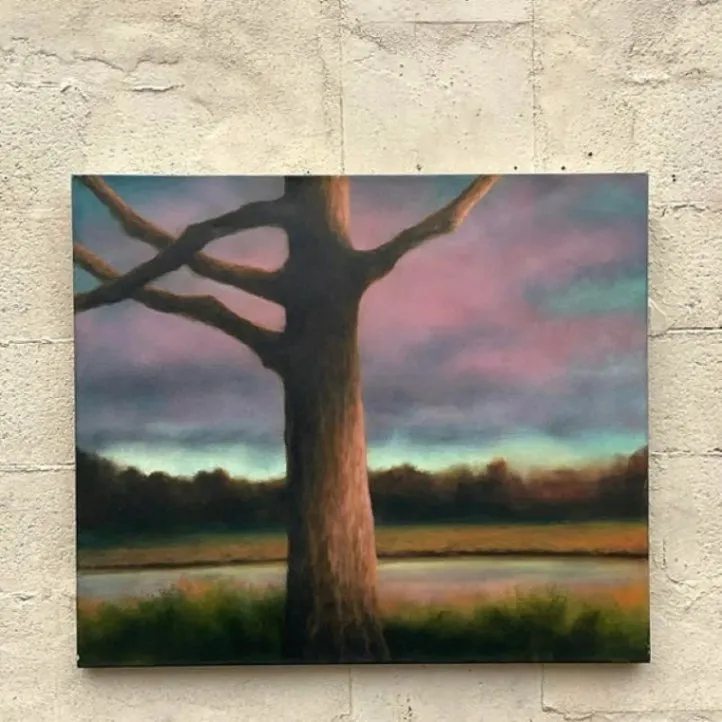 Vintage Boho Abstract Expressionist Landscape Original Oil on Canvas — additional photo 1