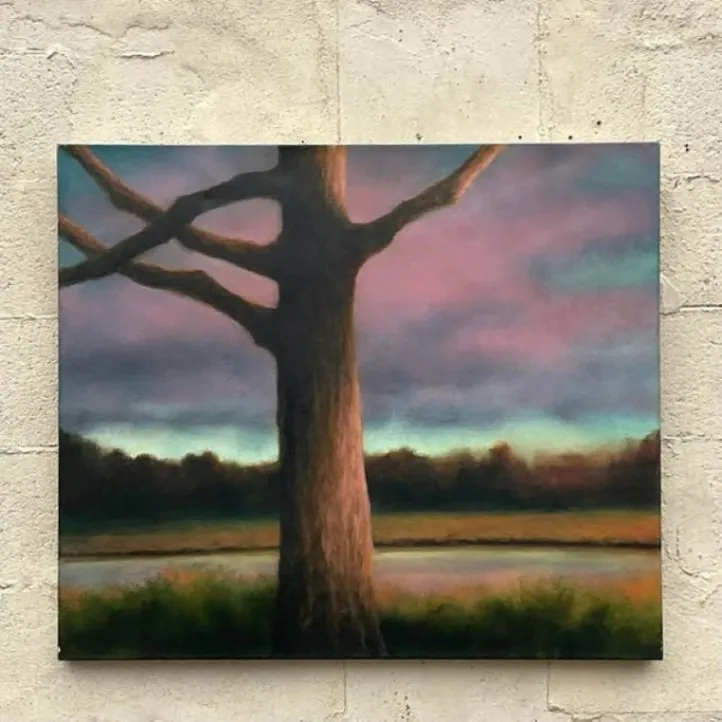 Vintage Boho Abstract Expressionist Landscape Original Oil on Canvas — additional photo 2