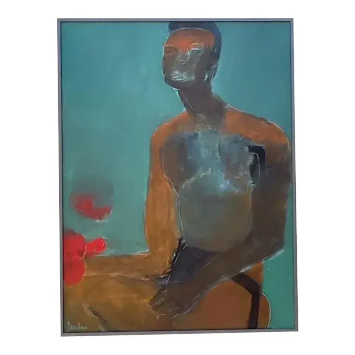 Vintage Boho Abstract Figural Oil on Canvas Painting — additional photo 1