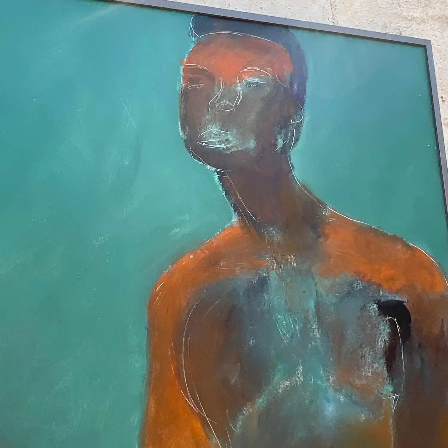 Vintage Boho Abstract Figural Oil on Canvas Painting — additional photo 5