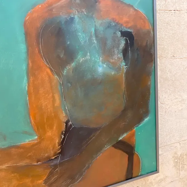 Vintage Boho Abstract Figural Oil on Canvas Painting — additional photo 7