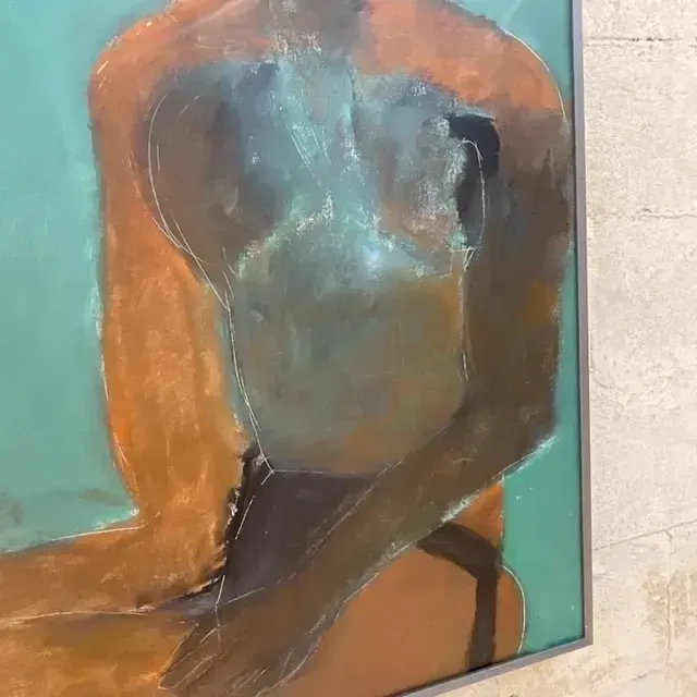 Vintage Boho Abstract Figural Oil on Canvas Painting — additional photo 8