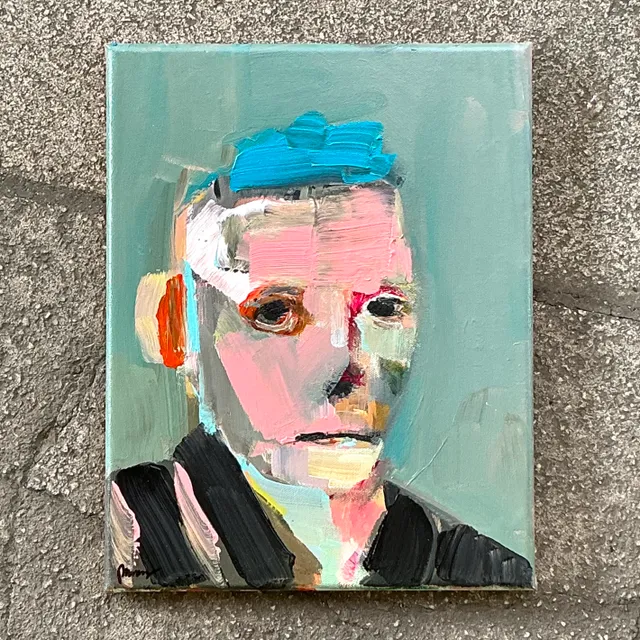 Vintage Boho Abstract Figural Original Oil on Canvas Signed - Canvas, 11W x 14H — additional photo 1