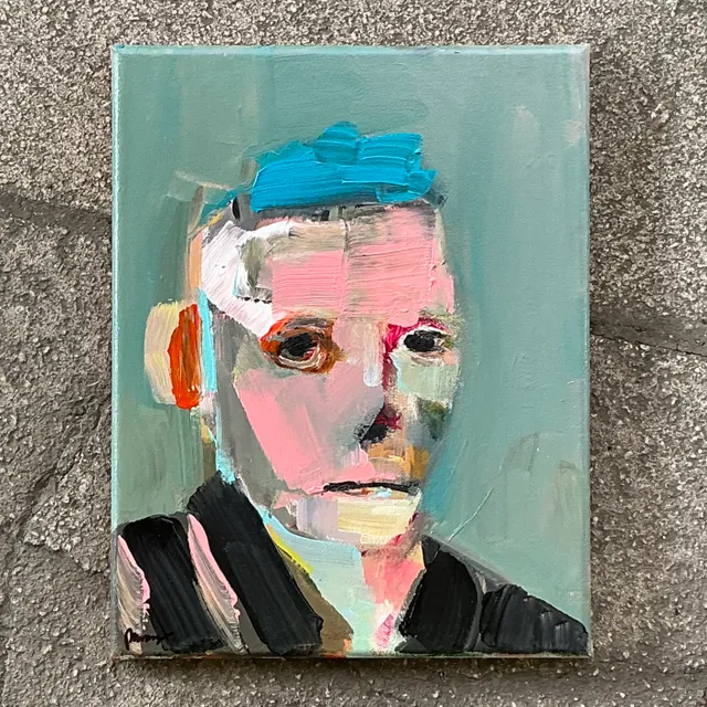 Vintage Boho Abstract Figural Original Oil on Canvas Signed - Canvas, 11W x 14H — additional photo 2