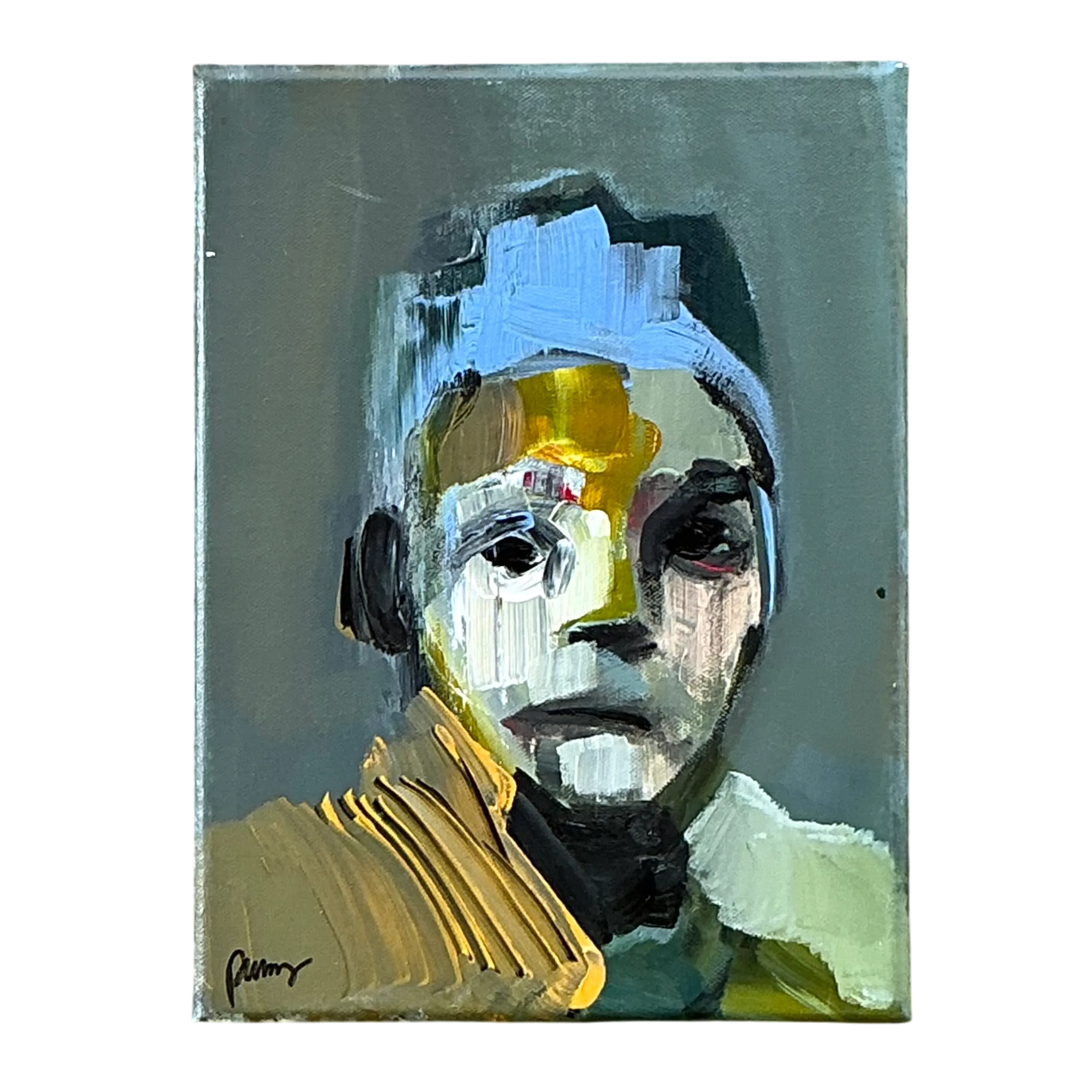 Vintage Boho Abstract Figural Original Oil on Canvas Signed