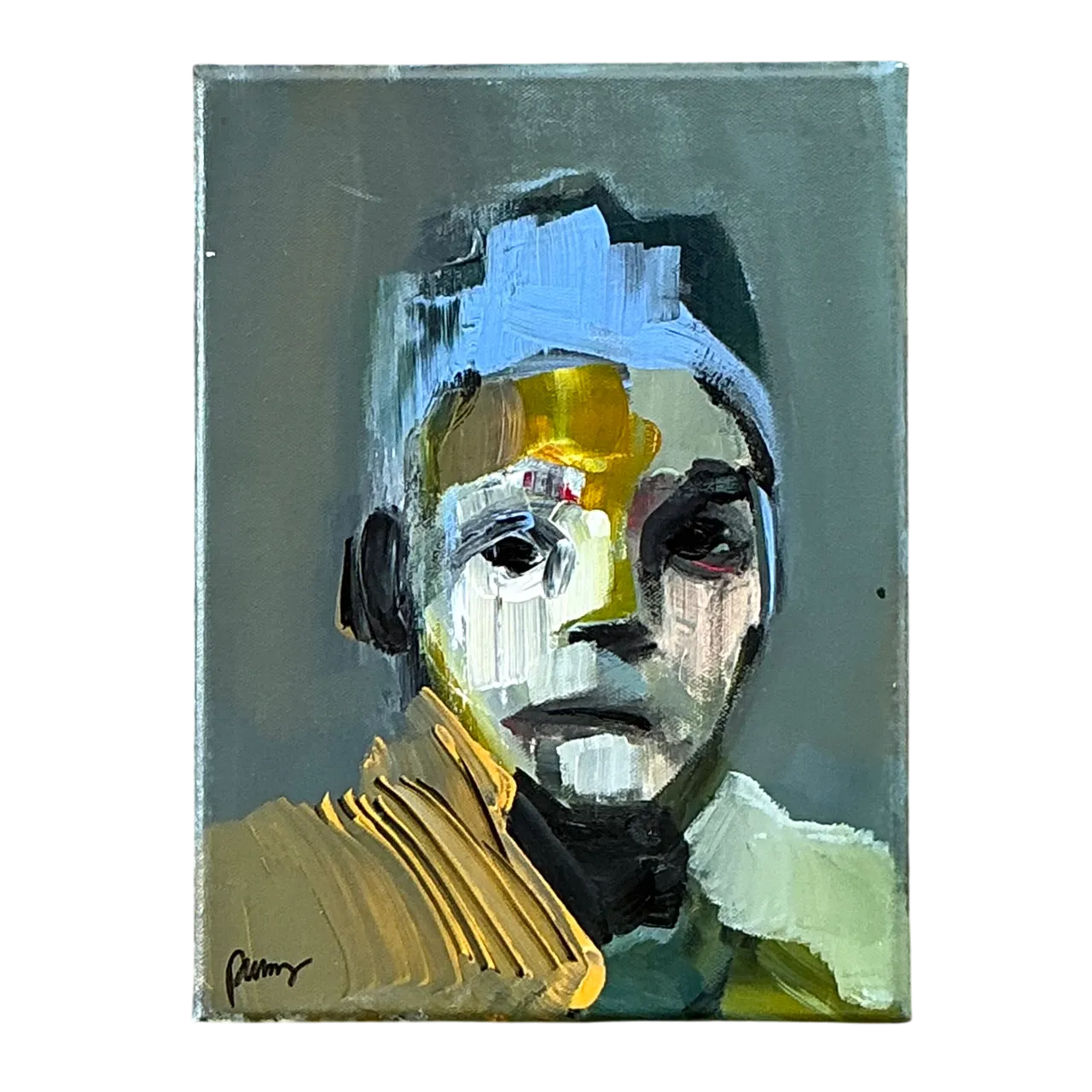 Vintage Boho Abstract Figural Original Oil on Canvas Signed