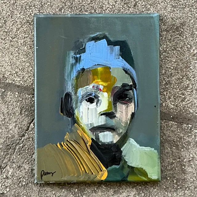 Vintage Boho Abstract Figural Original Oil on Canvas Signed — additional photo 1
