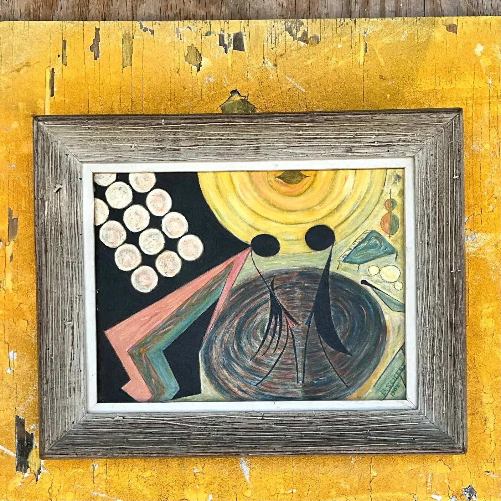 Vintage Boho Abstract Figural Original Oil Painting on Canvas — additional photo 1