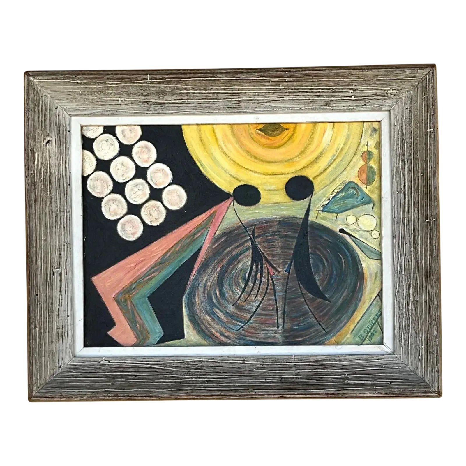 Vintage Boho Abstract Figural Original Oil Painting on Canvas — additional photo 2