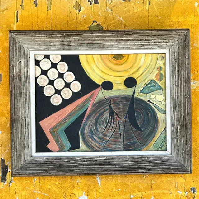 Vintage Boho Abstract Figural Original Oil Painting on Canvas — additional photo 3