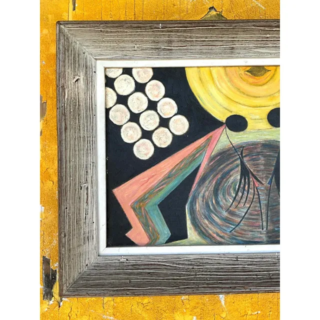 Vintage Boho Abstract Figural Original Oil Painting on Canvas — additional photo 4