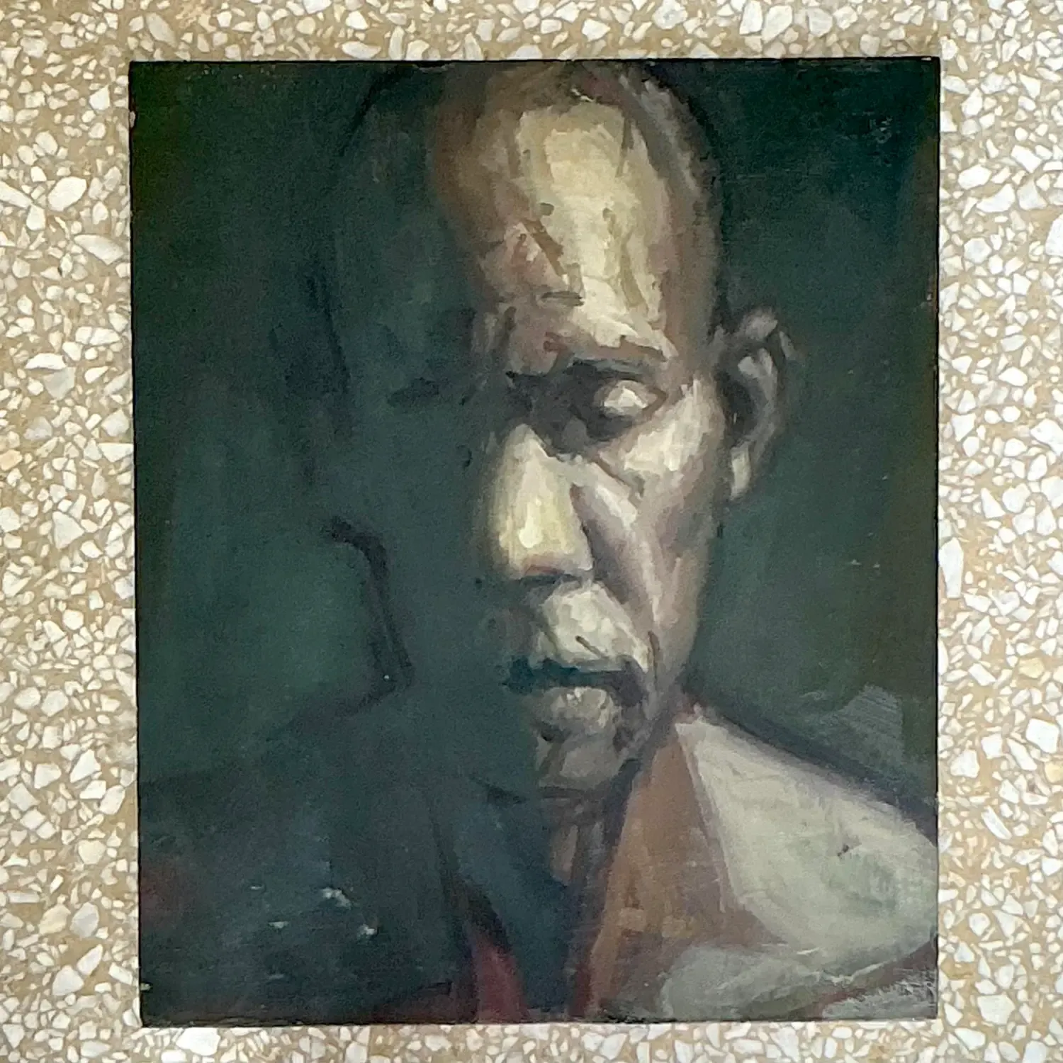Vintage Boho Abstract Figural Painting on Board — additional photo 1