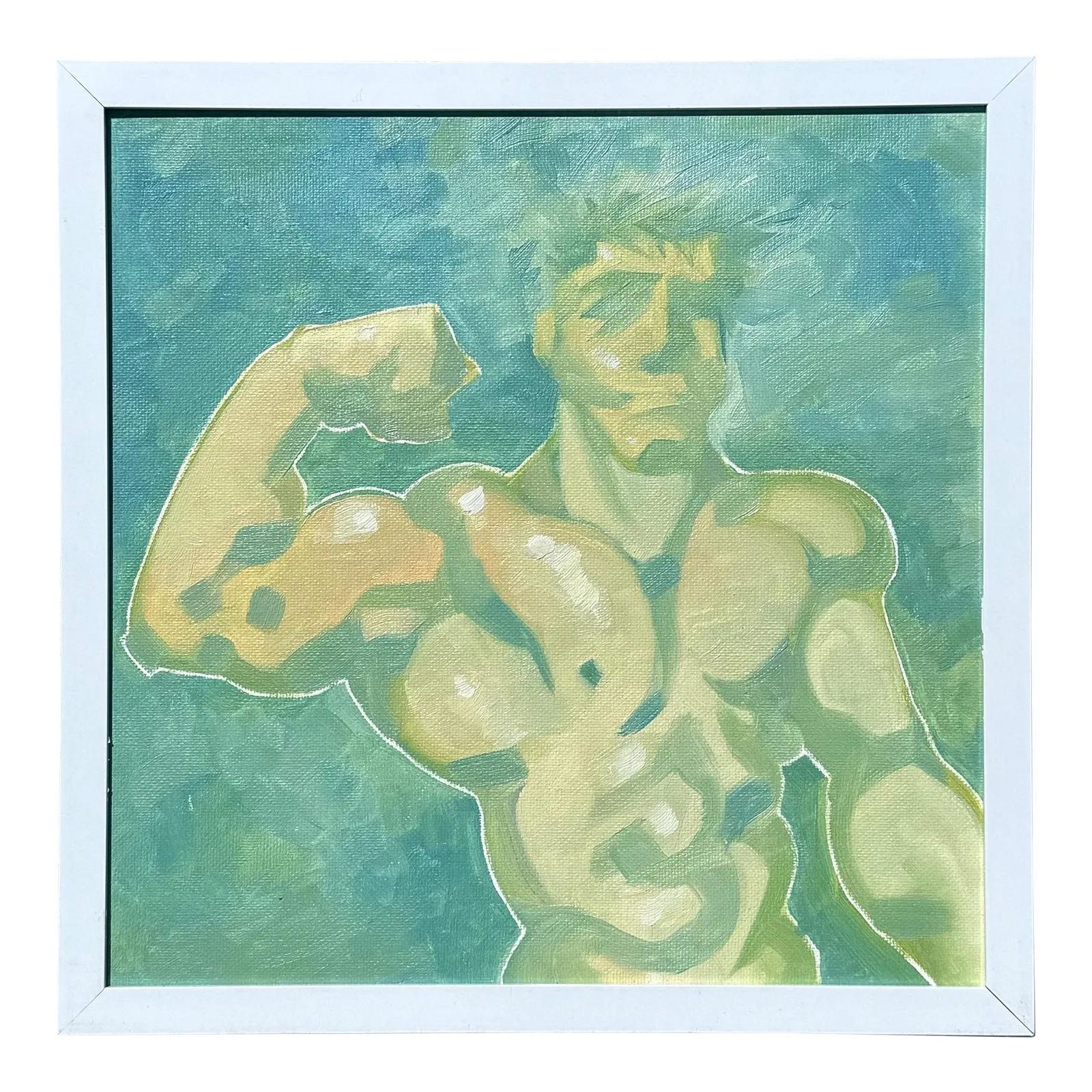 Vintage Boho Abstract Figurative of Man Oil on Board — additional photo 1
