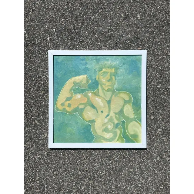 Vintage Boho Abstract Figurative of Man Oil on Board — additional photo 2