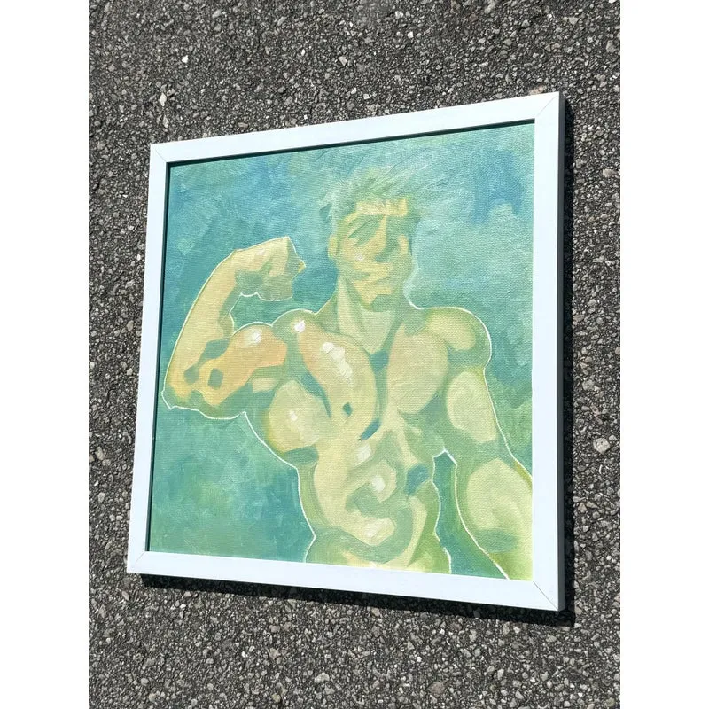 Vintage Boho Abstract Figurative of Man Oil on Board — additional photo 3