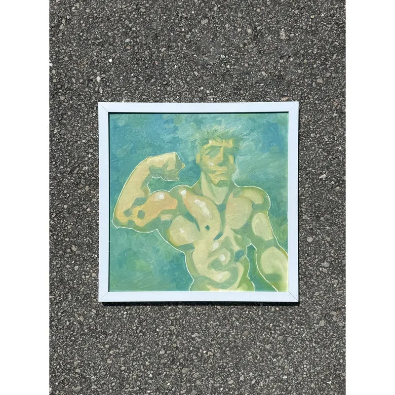 Vintage Boho Abstract Figurative of Man Oil on Board — additional photo 4