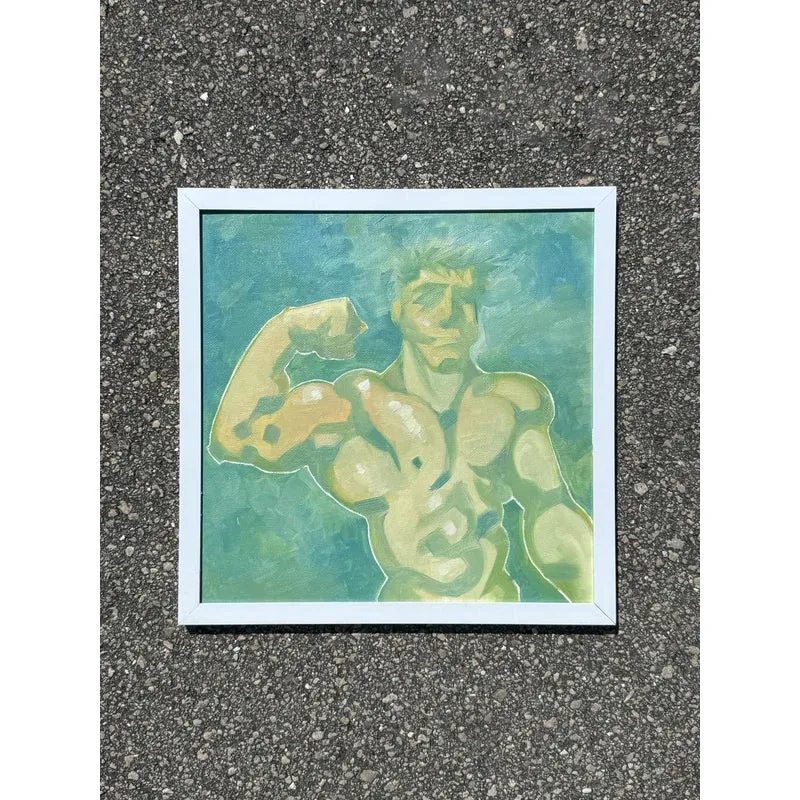 Vintage Boho Abstract Figurative of Man Oil on Board — additional photo 5