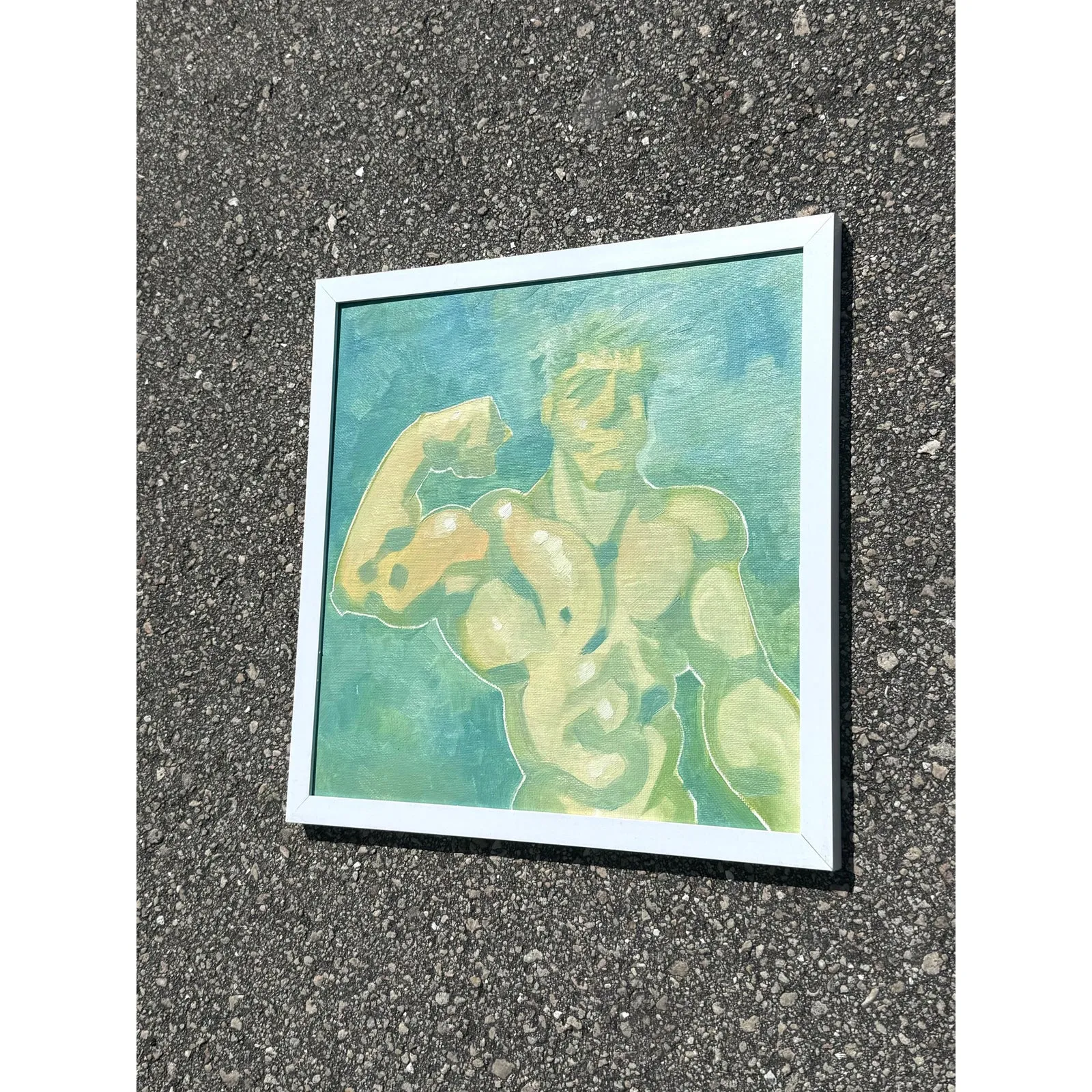 Vintage Boho Abstract Figurative of Man Oil on Board — additional photo 7